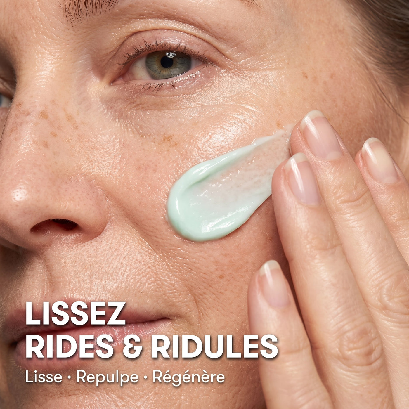 Lissez rides et ridules — application de la crème